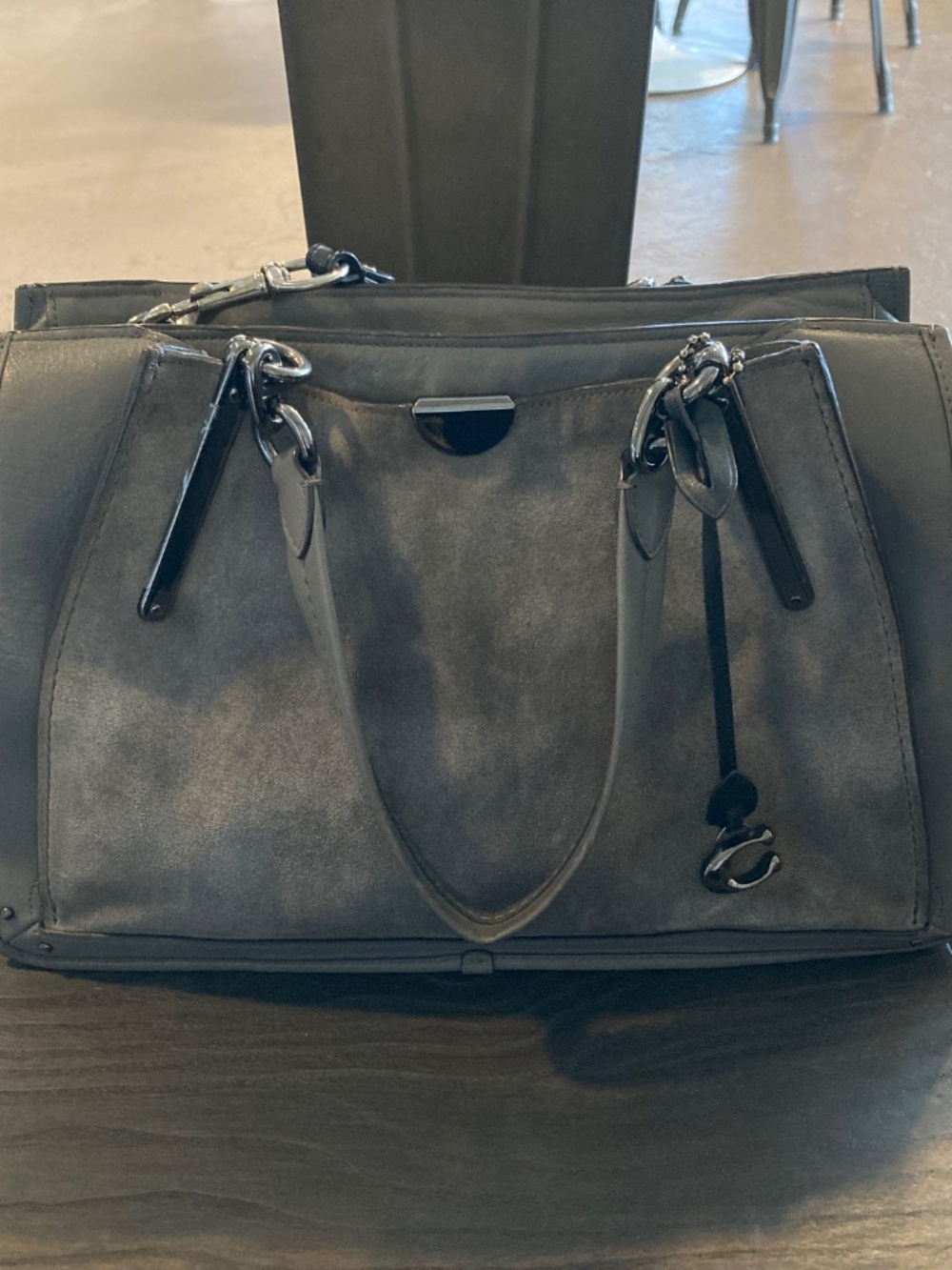 COACH Dreamer 36 Satchel Crossbody in Gray Leather & Suede, Gunmetal Hardware